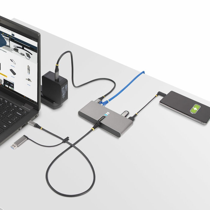 StarTech.com Hub USB-C/USB-A avec GbE et RS232 Gris espace