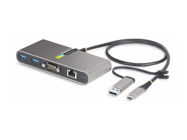 StarTech.com Hub USB-C/USB-A avec Gigabit Ethernet et Port Série RS232, 2 Ports USB 3.2, Power Delivery 100W