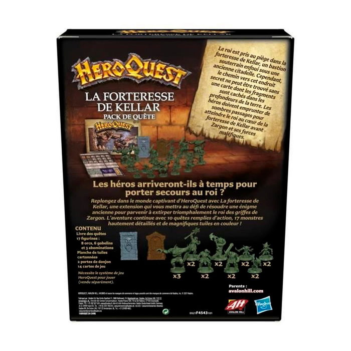Hasbro Games Heroquest Extension The Bastion Kellars Keep - Jeu de plateau en français - 17 miniatures, 10 scénarios, monstres et pièges - Réf. F4543