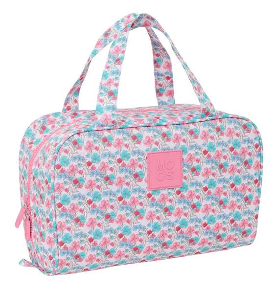 Safta Neceser à fleurs rectangulaire recyclé MOOS - Trousse de toilette - Dimensions : 31 x 14 x 19 cm