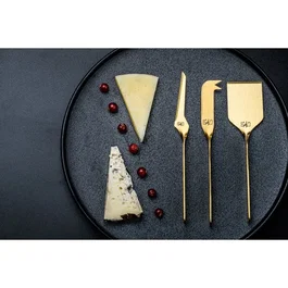 Style De Vie Coffret de 6 couteaux à fromage et à beurre Doré en acier inoxydable