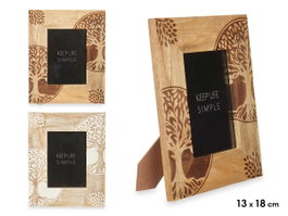 Giftdecor Porte-photos 13x18 cm Arbre de Vie Design Bois, Assorti, Blanc et Marron (Set de 6)