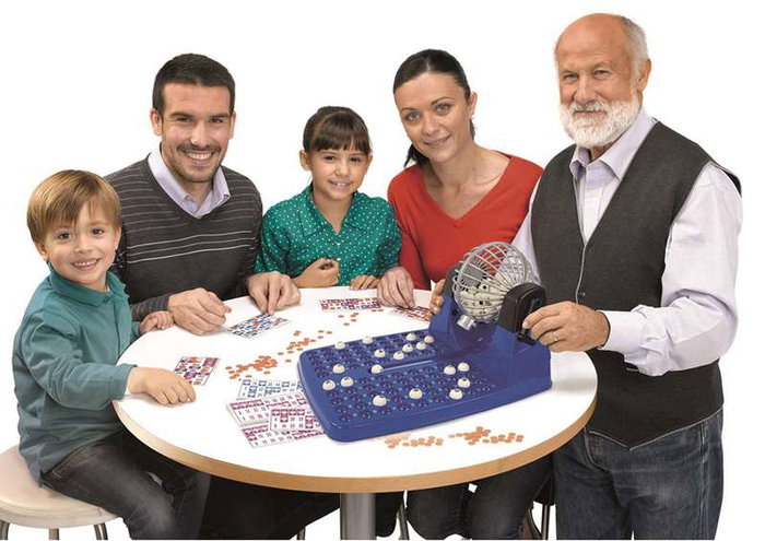 Chicos - Bingo automatique deluxe 72 cartons - Dimensions : 30 x 42 x 23 cm - Langues : espagnol, anglais
