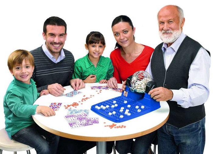 Chicos - Bingo automatique deluxe 72 cartons - Dimensions : 30 x 42 x 23 cm - Langues : espagnol, anglais