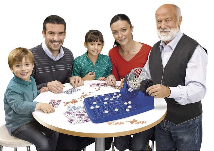 Chicos - Bingo automatique deluxe 72 cartons - Dimensions : 30 x 42 x 23 cm - Langues : espagnol, anglais
