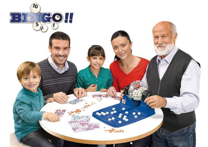 Chicos - Bingo automatique deluxe 72 cartons - Dimensions : 30 x 42 x 23 cm - Langues : espagnol, anglais
