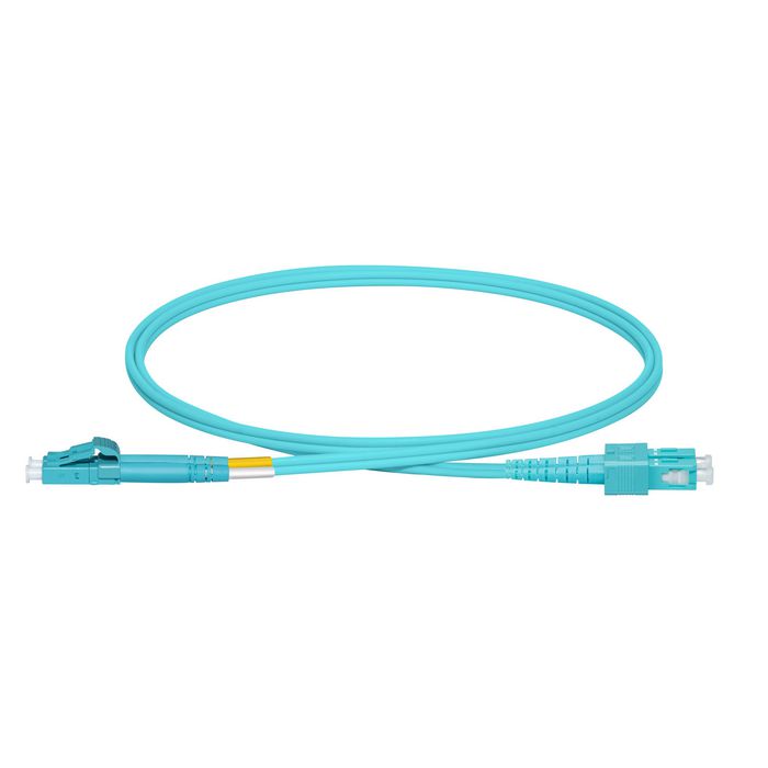 Lanview Câble fibre optique multimode LC-SC Duplex 2m OM3 50/125 Aqua LSZH - Pour connexions 10G/40G/100G Ethernet, Data Center