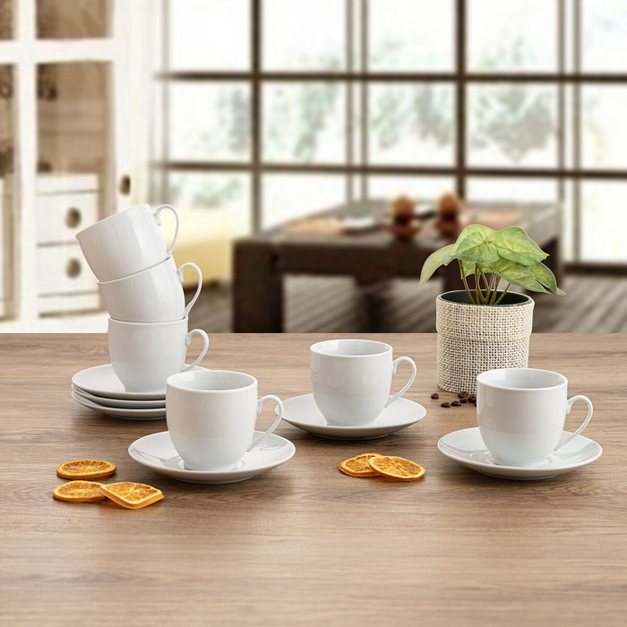 Quid Set 6 Tazas con Plato Porcelana New Renova 20 cL