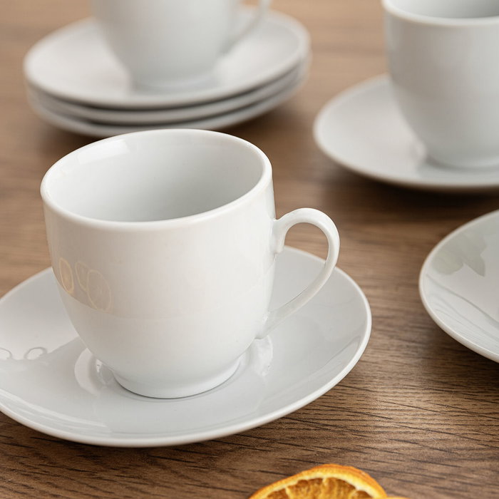 Quid Set 6 Tazas con Plato Porcelana New Renova 20 cL