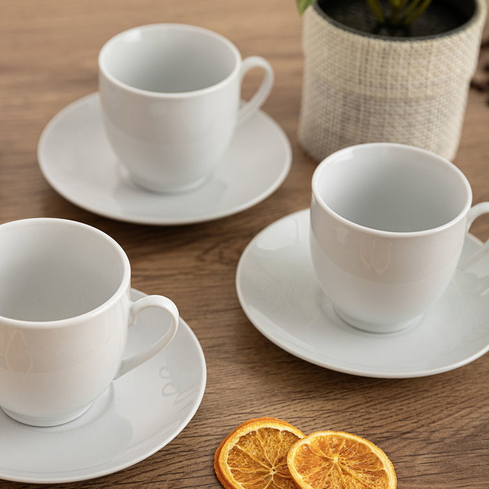 Quid Set 6 Tazas con Plato Porcelana New Renova 20 cL