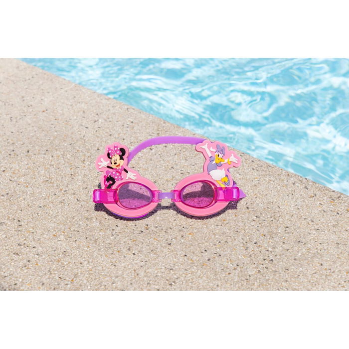Bestway Lunettes de Natation Enfant Minnie & Friends, Sangle Silicone +3 Ans Piscine et Plage 09112