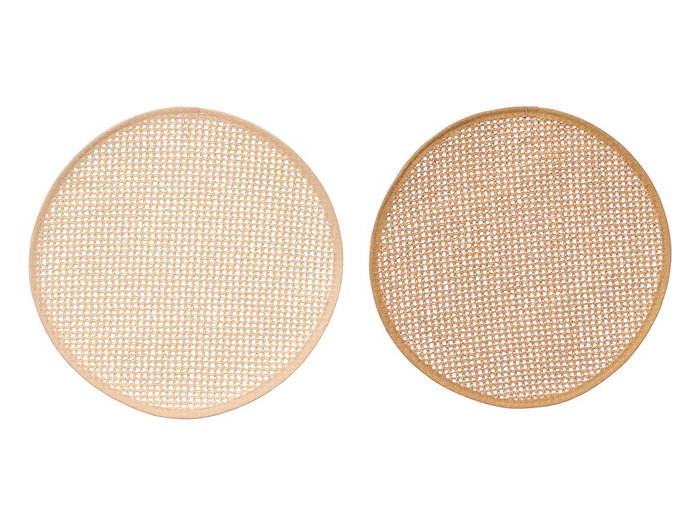 KINVARA Set de 24 sets de table ronds 38cm Beige + Marron en papier tressé KINVARA Set de 24 sets de table ronds 38cm Beige + Marron en papier tressé