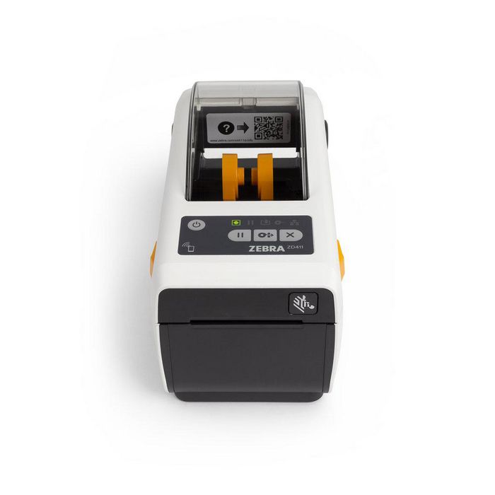 Zebra ZD4AH22-D0EE00CA, Imprimante d'étiquettes de bureau compacte ZD411, 203 dpi, connectivité USB, Ethernet et Bluetooth LE 5, avec cordons UE/UK et police Suisse