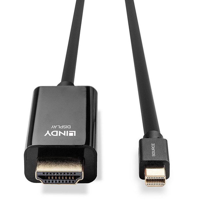 Lindy Câble adaptateur Mini DisplayPort vers HDMI 4K 30 Hz 3840x2160, 3 m, avec transmission audio pour PC, ordinateur, téléviseur