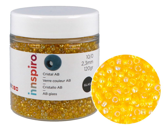Innspiro Rocaille de verre ronde aurora boreale jaune 2,3mm 120g Innspiro Rocaille de verre ronde aurora boreale jaune 2,3mm 120g