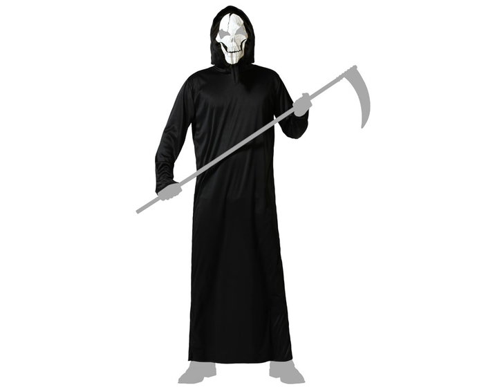 Disfraz Fantasma - Déguisement Fantôme Homme Adulte pour Halloween avec Masque Crânien et Tunique Noire - Taille M-L
