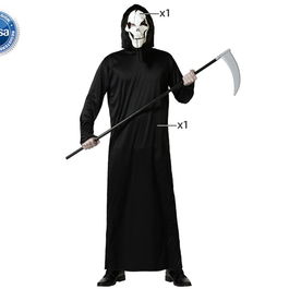 Déguisement Fantôme Adulte Homme Taille M-L avec Masque Squelette et Tunique Noire - Halloween