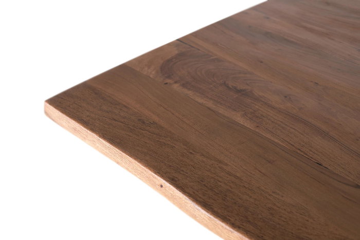 GINER Y COLOMER Table de salle à manger en bois d'acacia et métal 200 cm x 100 cm, plateau bois naturel, base noire, nécessite assemblage