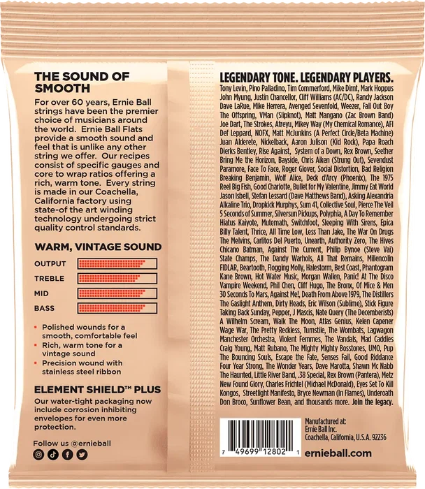ERNIEBALL Jeu de Cordes Basse Électrique Entorché Plat 55-110 ERNIEBALL Jeu de Cordes Basse Électrique Entorché Plat 55-110