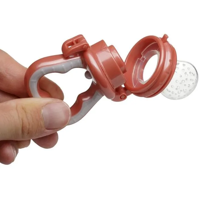 Thermobaby - Grignoteur de fruits et légumes MINNIE en silicone, jouet de dentition avec couvercle, pour bébé à partir de 10 mois, sans BPA, 6x4x11 cm