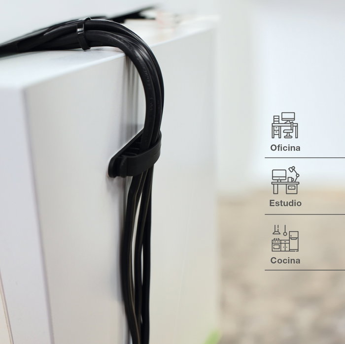 GSC Evolution Pack de 100 colliers adhésifs pour câbles à 6 orifices, noir