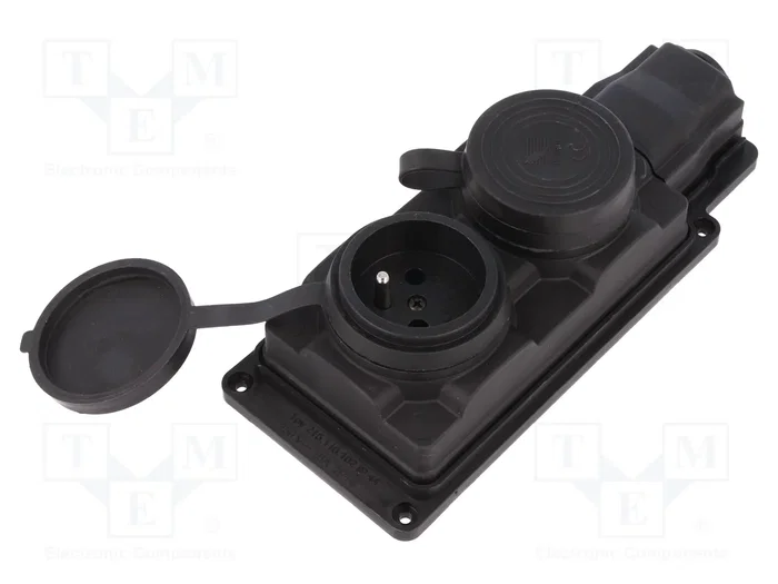 PAWBOL Socle de connecteur d'alimentation AC 2P+PE noir 16A 250V AC PAWBOL Socle de connecteur d'alimentation AC 2P+PE noir 16A 250V AC