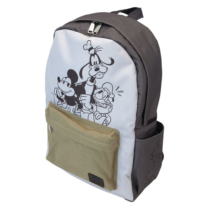 LOUNGEFLY Sac à dos nylon Mickey and Friends Disney 44 cm - Sac à dos à bretelles réglables et rembourrées avec fermoirs métalliques argentés et doublure assortie