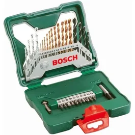 Bosch Coffret d'accessoires pour perçage et vissage X-Line Titanium 30 pièces - 11 forets HSS-TiN, 4 forets, 4 mèches à bois