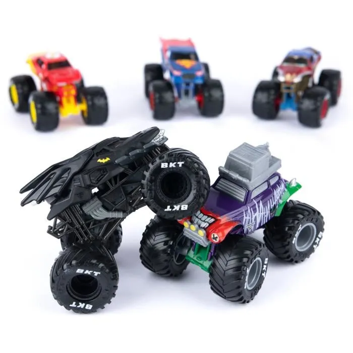Monster Jam Coffret de 5 Véhicules Die-Cast 1:64 DC Comics - Batman, Superman, Joker, Wonderwoman, Flash - Pour Enfants 3 ans et plus