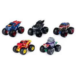 Monster Jam Coffret de 5 Véhicules Die-Cast 1:64 DC Comics - Batman, Superman, Joker, Wonderwoman, Flash - Pour Enfants 3 ans et plus
