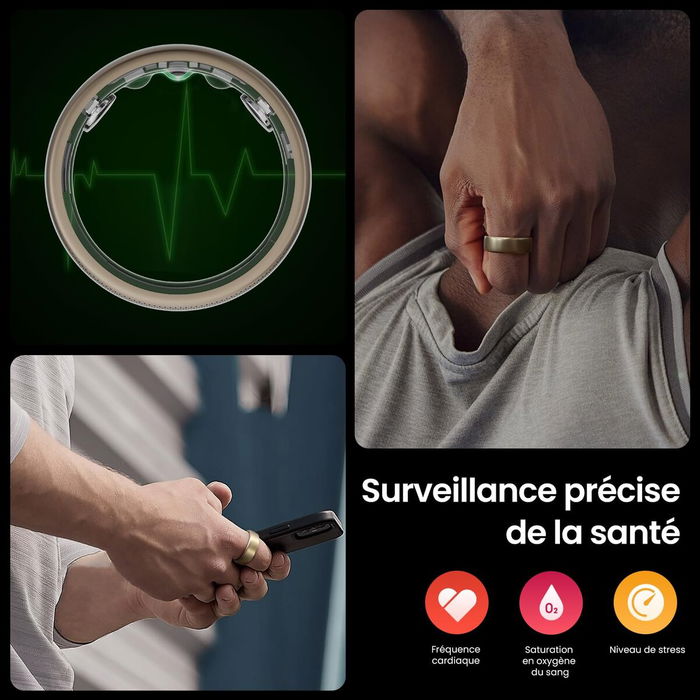 Amazfit Wearable Helio Ring W2321TY1N, bague connectée en titane couleur argent