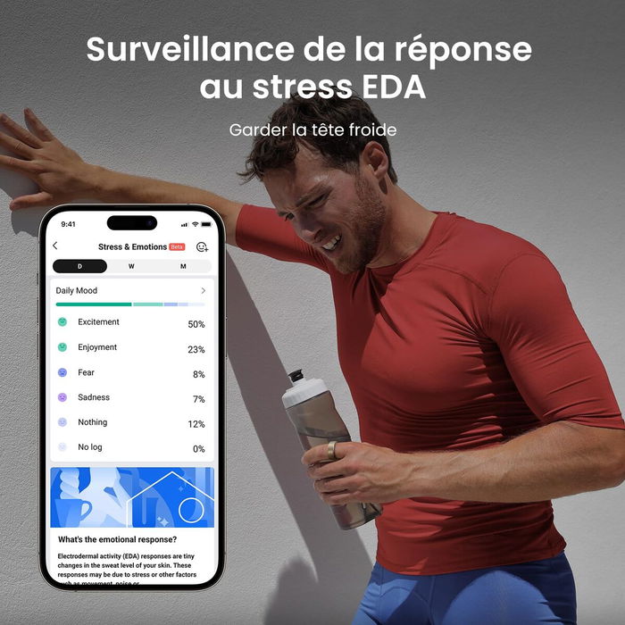 Amazfit Wearable Helio Ring W2321TY1N, bague connectée en titane couleur argent