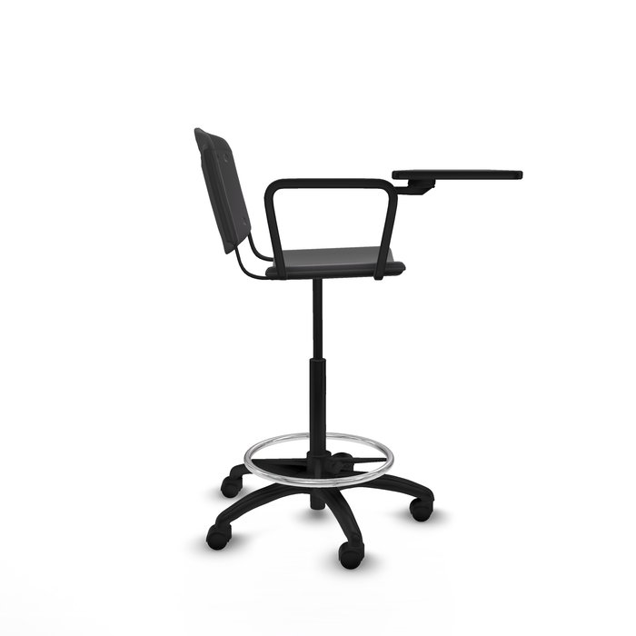 Tabouret Taburete Robledo Pivotant Chlorure de polyvinyle Noir Structure polyamide noire Non applicable Sans appui-tête Roulettes en nylon 50 mm