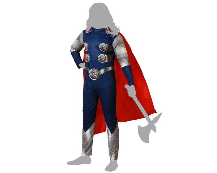 Déguisement Homme Adulte Super Héros Comic Trueno Taille XXL - Costume avec Cape Longue et Combinaison Bleu Polyester 2023