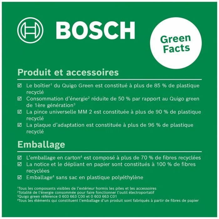 Bosch Quigo Green - Niveau laser avec pince MM2 et adaptation de fixation