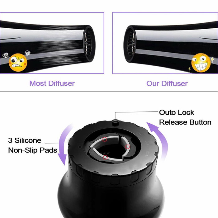 Ga.Ma Super Difusor Universal - Diffuseur pour sèche-cheveux avec cône intérieur en silicone, adaptateur universel pour cheveux bouclés et volume