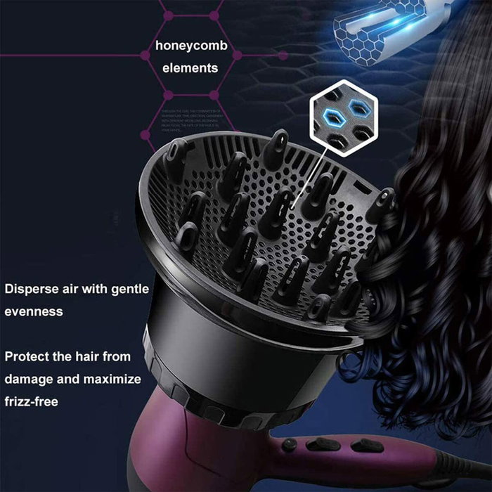Ga.Ma Super Difusor Universal - Diffuseur pour sèche-cheveux avec cône intérieur en silicone, adaptateur universel pour cheveux bouclés et volume