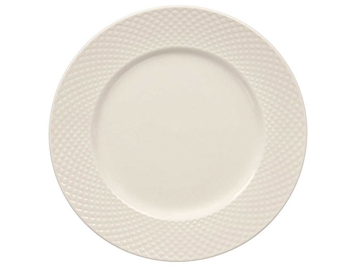 VESSIA Plat à dessert en porcelaine blanc relief losanges 20,5 cm