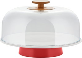 Alessi Mattina Présentoir en Porcelaine avec Anse Rouge BG06 R