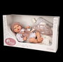 Muñecas Arias - Poupée reborn Sandra avec couverture de 40 cm, corps souple - Jeu en espagnol