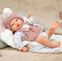 Muñecas Arias - Poupée reborn Sandra avec couverture de 40 cm, corps souple - Jeu en espagnol