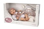 Muñecas Arias - Poupée reborn Sandra avec couverture de 40 cm, corps souple - Jeu en espagnol