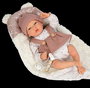 Muñecas Arias - Poupée reborn Sandra avec couverture de 40 cm, corps souple - Jeu en espagnol