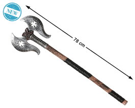 Atosa Hache à double tranchant romaine de 78 cm avec manche en bois vieilli