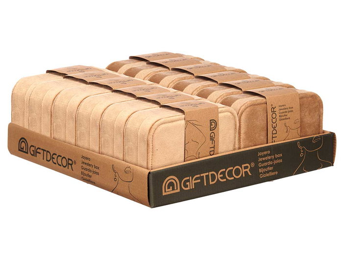 Giftdecor Joyero Rectangular Beige en Velours 16 x 6 x 11 cm (Set de 12)