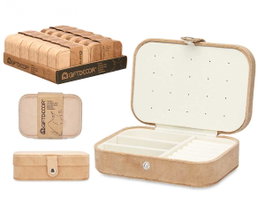Giftdecor Joyero Rectangular Beige en Velours 16 x 6 x 11 cm (Set de 12)