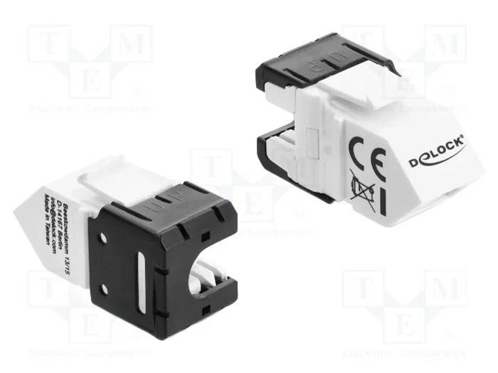 DELOCK Module RJ45 Keystone Cat 6a angulaire blanc et noir DELOCK Module RJ45 Keystone Cat 6a angulaire blanc et noir