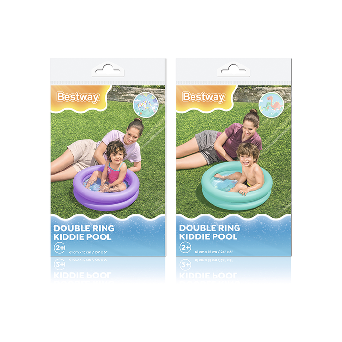 Bestway Piscine Gonflable Enfant 2 Anneaux Couleur Assortie 61x15 cm +2 Ans Jardin 51061