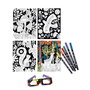 Apli Coloring 3D - Kit de coloriage 3D avec feuilles et lunettes, création d'effet 3D au coloriage, dimensions 19,3 x 5,5 x 26,4 cm