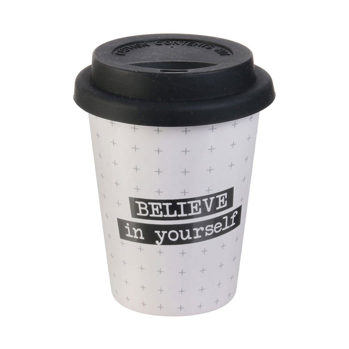 Dites-le avec des Mots Vaso de Café en Céramique avec Couvercle en Silicone 150 ml Dites-le avec des Mots Vaso de Café en Céramique avec Couvercle en Silicone 150 ml